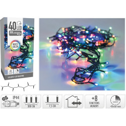 Guirlande intérieure et extérieure 40 LED multicouleur 3 m