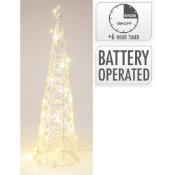Cône blanc irisé micro LED blanc chaud Ø 12 x 40 cm