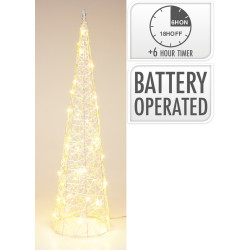 Cône blanc irisé micro LED blanc chaud Ø 16 x 60 cm