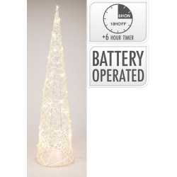 Cône blanc irisé micro LED blanc chaud Ø 20 x 80 cm