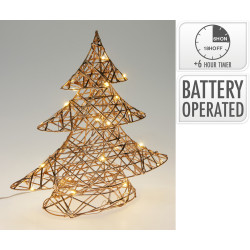 Sapin de Noël champagne micro LED blanc chaud 30 x 8 x 30 cm