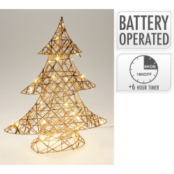 Sapin de Noël champagne micro LED blanc chaud 33 x 9 x 40 cm
