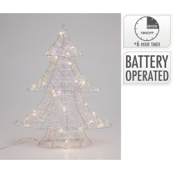 Sapin de Noël blanc irisé micro LED blanc chaud 30 x 8 x 30 cm