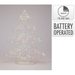 Sapin de Noël blanc irisé micro LED blanc chaud 50 x 13 x 60 cm