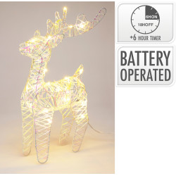 Renne blanc irisé micro LED blanc chaud 20 x 7 x 34 cm