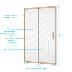 Porte de douche Japandi 120x200cm – Design Géométrique | AURLANE