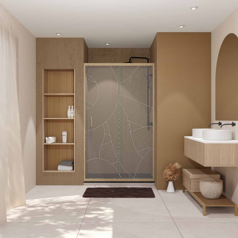 Porte de douche Japandi courbe 120x200cm – Design & Pratique | AURLANE