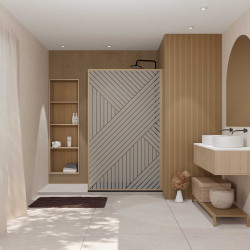 Paroi de douche Japandi Géométrique Bois 120x200cm – Élégance | AURLANE