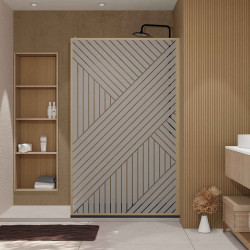 Paroi de douche Japandi Géométrique Bois 120x200cm – Élégance | AURLANE