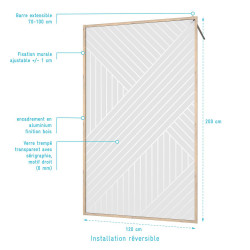 Paroi de douche Japandi Géométrique Bois 120x200cm – Élégance | AURLANE