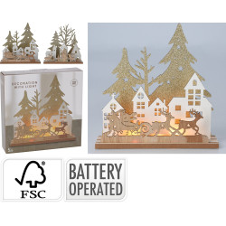 Scène de Noël en bois LED blanc chaud 19