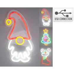 Figurine de Noël néon LED multicouleur 24 x 40 cm