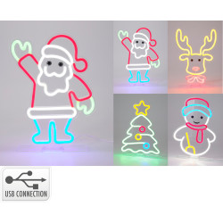 Figurine de Noël néon LED multicouleur 24 x 32