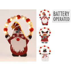 Figurine de Noël en bois LED blanc chaud 14