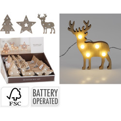 Figurine de Noël en bois LED blanc chaud 12