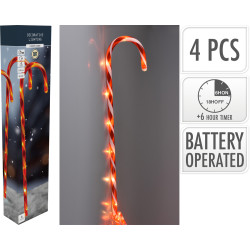 Sucre d'orge lumineux LED blanc chaud 4 pièces