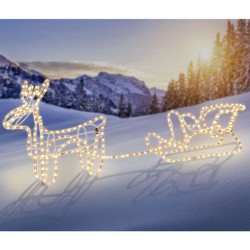 Renne avec traineau LED blanc chaud 100 x 24 x 44 cm