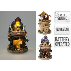 Crèche de Noël LED en polyrésine Ø 14 x 23 cm