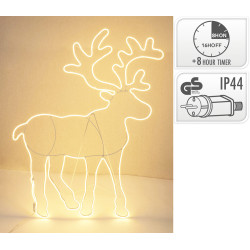 Décoration Noël : Renne Néon LED Blanc Chaud 100x80 cm