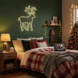 Décoration Noël : Renne Néon LED Blanc Chaud 100x80 cm