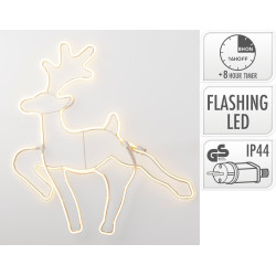 Décoration Noël : Renne Néon LED Blanc Chaud 54x59 cm