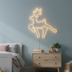 Décoration Noël : Renne Néon LED Blanc Chaud 54x59 cm