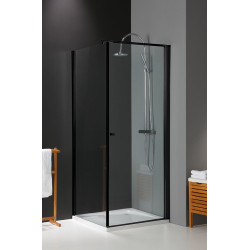 Porte de douche pivotante Solide 6 noir – 90x200cm | LAFINESS