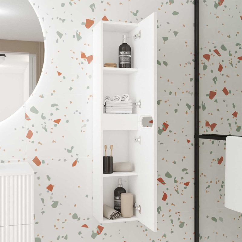 Colonne de salle de bain Emilien blanc – Rangement pratique | AURLANE