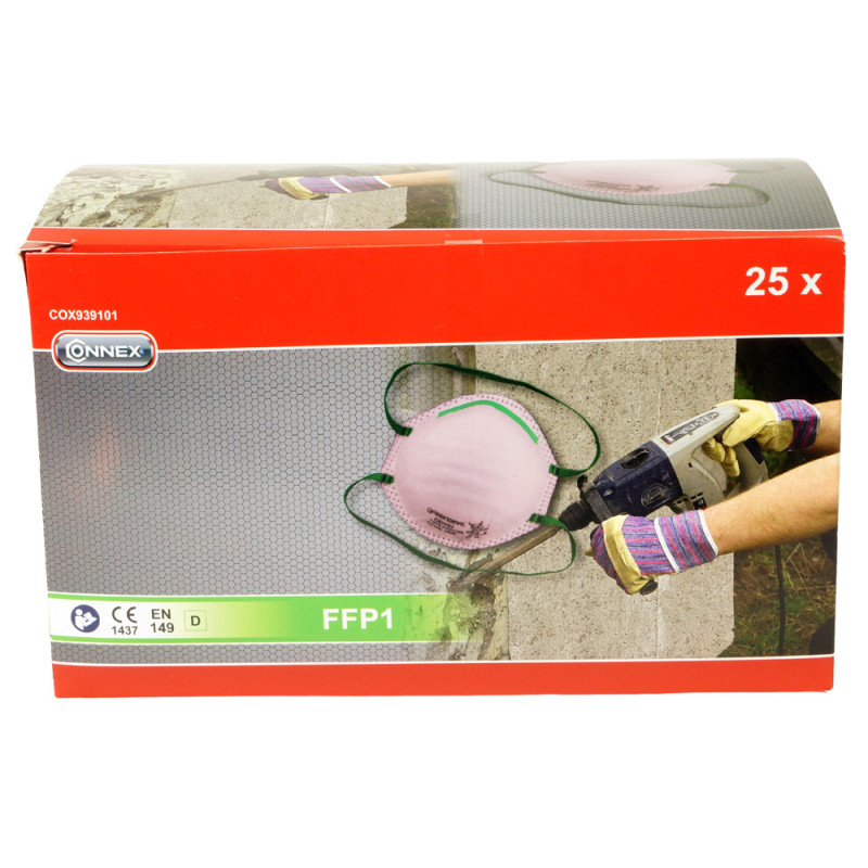 Masque anti-poussière FFP1 CONNEX – Protection 25 pièces Masque anti-poussière FFP1 CONNEX – Protection 25 pièces