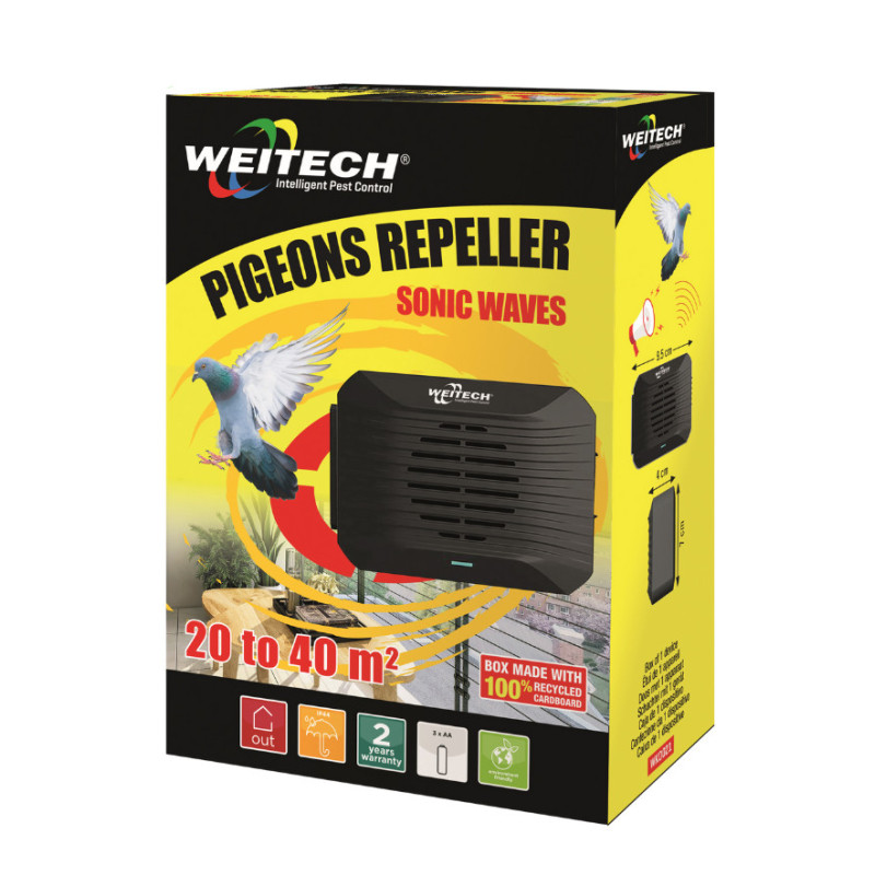 Répulsif à ultrasons pour pigeon 20-40 m² WEITECH