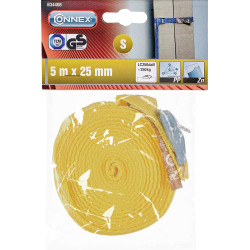 Sangle d'arrimage 5m x 25mm CONNEX – Sécurisez vos charges Sangle d'arrimage 5m x 25mm CONNEX – Sécurisez vos charges