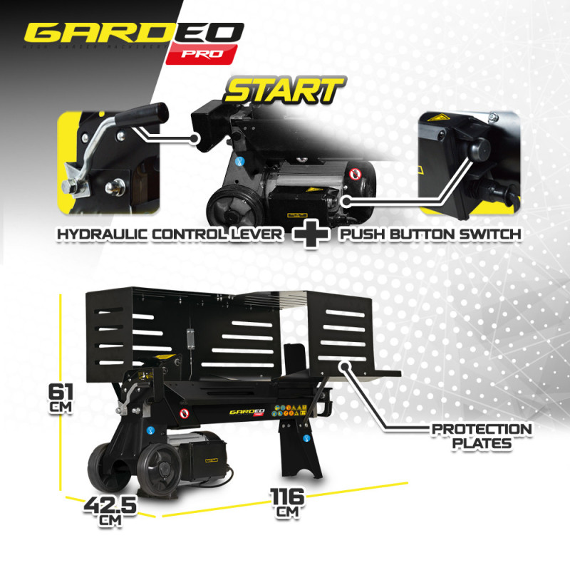 Fendeur de bûche électrique GFBH5T52-26 5 T 2200 W | GARDEO PRO