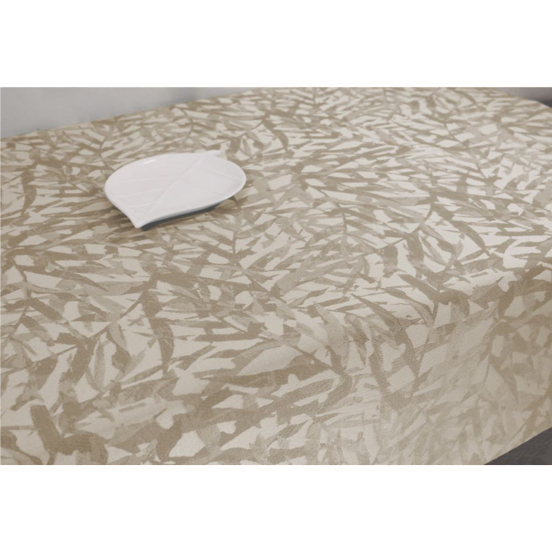 Nappe jacquard tissé Calera taupe 140 cm au mètre JOY