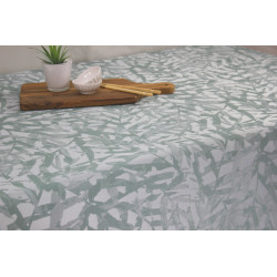 Nappe jacquard tissé Calera bleu canard 140 cm au mètre JOY