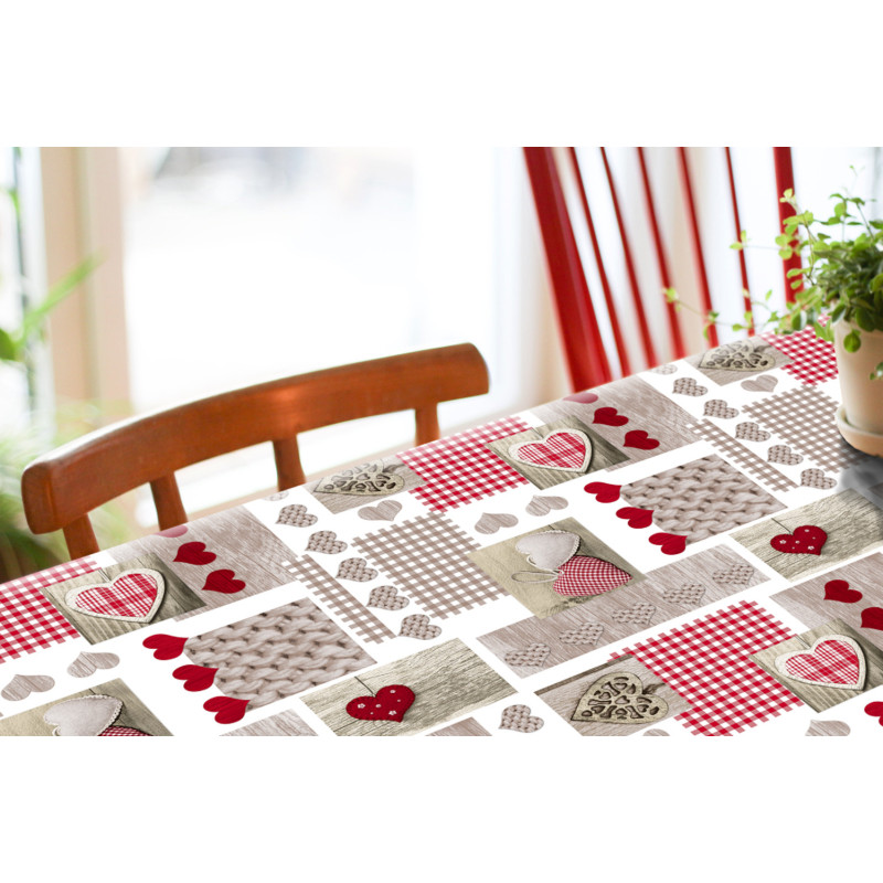 Nappe en PVC non-tissé Elna rouge 140 cm au mètre JOY