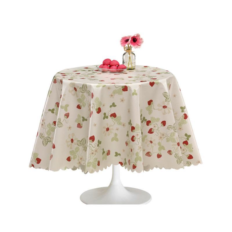 Nappe en PVC non-tissé Fraise 140 cm au mètre JOY