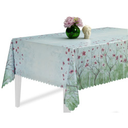 Nappe en PVC non-tissé Flower Art bleu 140 cm au mètre JOY