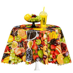 Nappe en PVC non-tissé Fruits Exotique 140 cm au mètre JOY