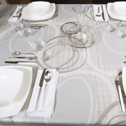 Nappe en molleton Circles beige 140 cm au mètre JOY