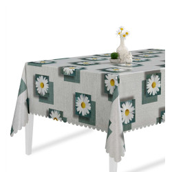 Nappe en PVC non-tissé Margarita gris 140 cm au mètre JOY
