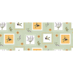 Nappe en PVC non-tissé Olives/Lavande vert 140 cm au mètre JOY