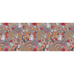 Nappe en PVC non-tissé Toucan rouge 140 cm au mètre JOY