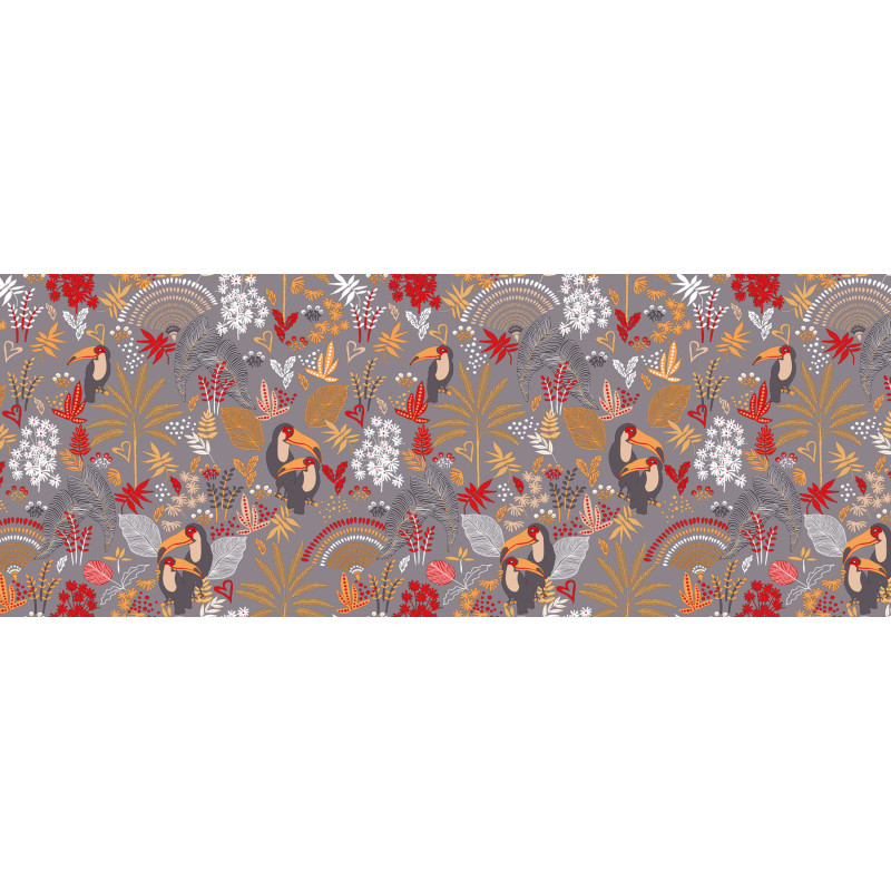 Nappe en PVC non-tissé Toucan rouge 140 cm au mètre JOY