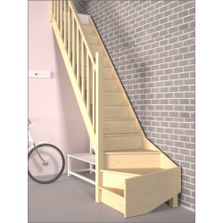 Escalier en sapin Tradi Eco 1/4 tournant gauche SOGEM