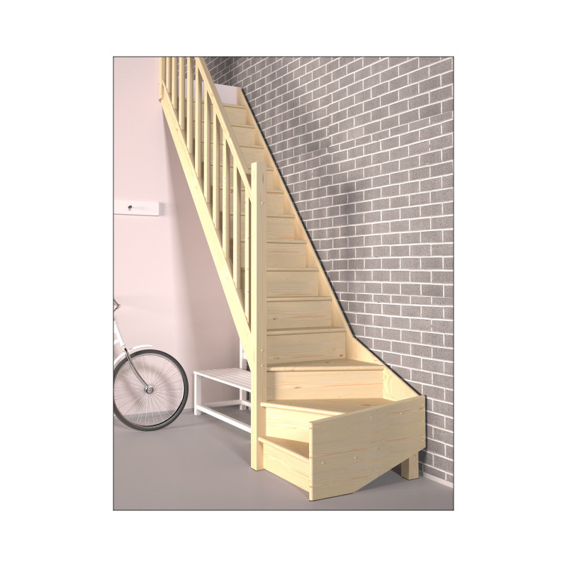 Escalier en sapin Tradi Eco 1/4 tournant gauche SOGEM