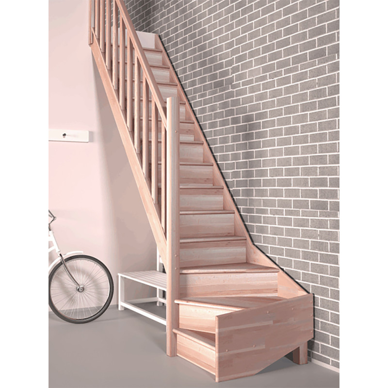 Escalier en hêtre Tradi Eco 1/4 tournant gauche SOGEM