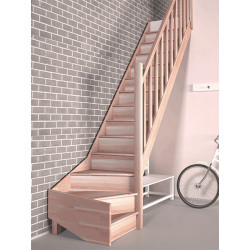 Escalier en hêtre Tradi Eco 1/4 tournant droit SOGEM