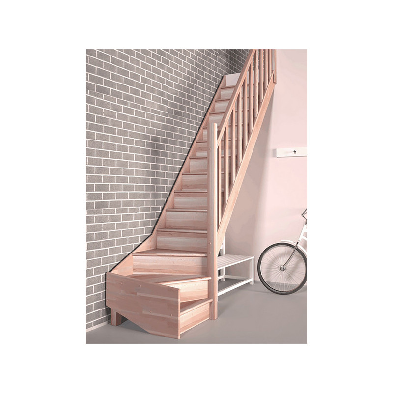 Escalier en hêtre Tradi Eco 1/4 tournant droit SOGEM