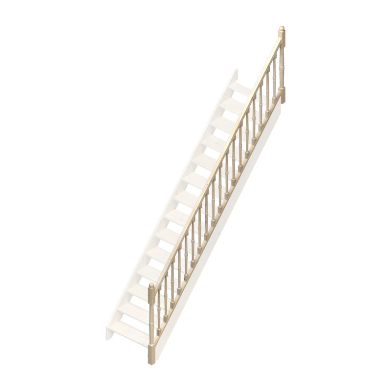 Rampe type T à balustres tournés pour escalier Jura 1/4 droit SOGEM