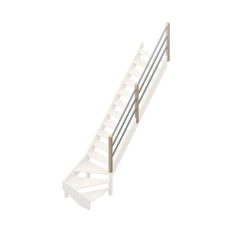 Rampe type C avec tubes en métal pour escalier Jura 1/4 tournant bas SOGEM